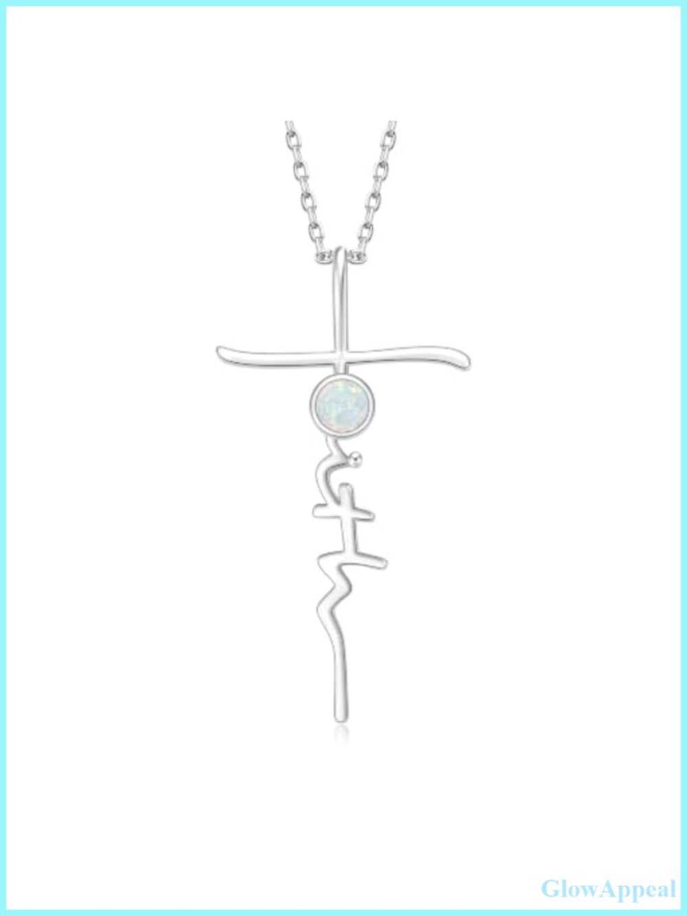 Cross Birthstone Pendant Necklace White Gold Plated 18in Christian Gift